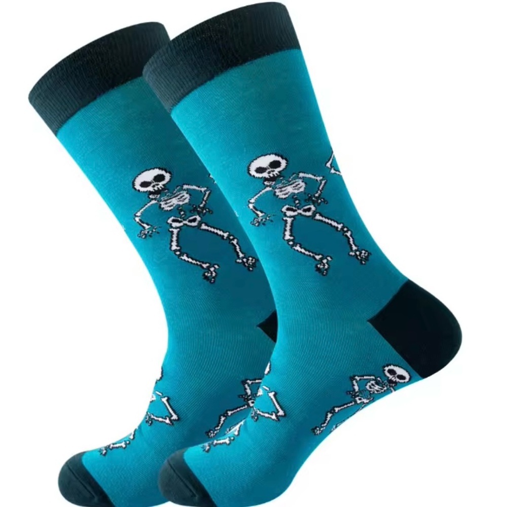 Skeleton Pattern Teal Socks Men’s Socks Halloween Socks